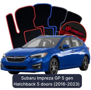 Velúrové autokoberce OMEVO pre Subaru Impreza GP 5 gen Hatchback 5 dverí (2016-2023)