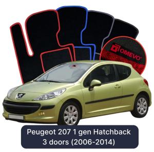 Velúrové autokoberce OMEVO pre Peugeot 207 1 gen hatchback 3-dverový (2006-2014)