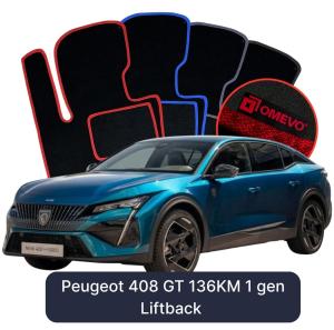 Velúrové autokoberce OMEVO pre Peugeot 408 GT 136KM 1 gen Liftback (2022-2025)