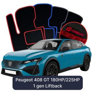 Velúrové autokoberce OMEVO pre Peugeot 408 GT 180KM/225KM 1 gen Liftback (2022-2026)