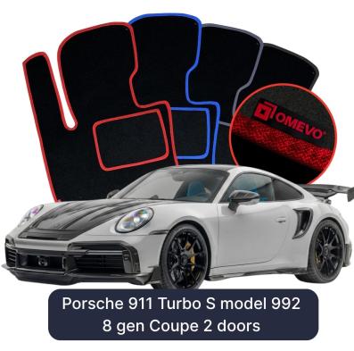 Velúrové autokoberce OMEVO pre Porsche 911 Turbo S model 992 8 gen Kupé 2-dverové (2019–2025)