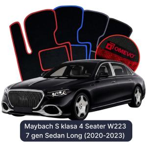 Velúrové autokoberce OMEVO pre Maybach S klasa 4 miesta W223 7 gen Sedan Dlhé (2020-2023)