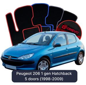 Velúrové autokoberce OMEVO pre Peugeot 206 1 gen Hatchback 5 dverí (1998-2012)