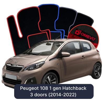 Velúrové autokoberce OMEVO pre Peugeot 108 1 gen Hatchback 3-dverový (2014–2022)