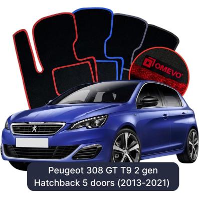 Velúrové autokoberce OMEVO pre Peugeot 308 GT T9 2 gen Hatchback 5 dverí (2013-2021)