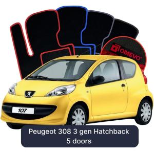 Velúrové autokoberce OMEVO pre Peugeot 107 1 gen Hatchback 3 dvere (2005-2014)