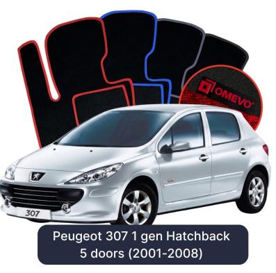 Velúrové autokoberce OMEVO pre Peugeot 307 1 gen Hatchback 5 dverí (2001-2008)