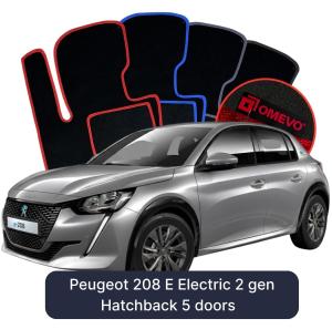 Velúrové autokoberce OMEVO pre Peugeot 208 E Elektro 2 gen Hatchback 5 dverí (2019-2025)