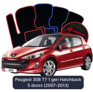 Velúrové autokoberce OMEVO pre Peugeot 308 T7 1 gen Hatchback (2007-2013)