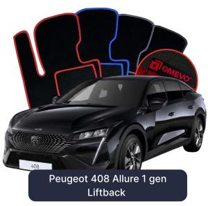 Velúrové autokoberce OMEVO pre Peugeot 408 Allure 1 gen Liftback (2022-2025)