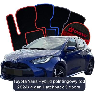 Velúrové autokoberce OMEVO pre Toyota Yaris Hibrid poliftingowy (od 2024) 4 gen Hatchback 5 dverí (2020-2026)