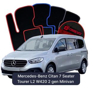 Velúrové autokoberce OMEVO pre Mercedes-Benz Citan 7 mest Tourer L2 W420 2 gen Minivan (2021-2026)