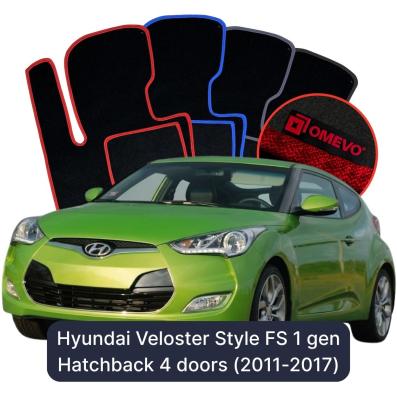 Velúrové autokoberce OMEVO pre Hyundai Veloster Style FS 1 gen Hatchback 4 dvere (2011-2017)